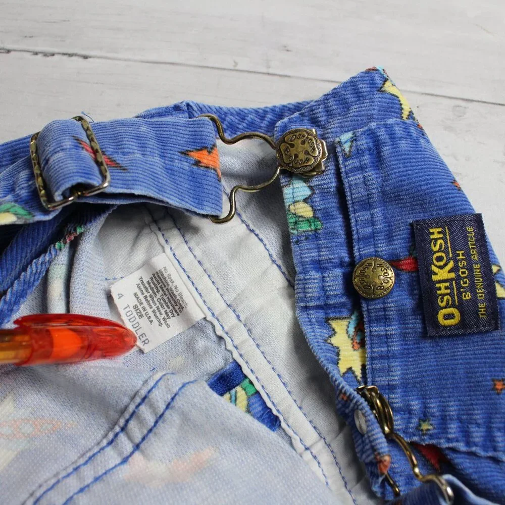 Vintage Oshkosh B'gosh Boy's Vestbak Bib Overalls Size 4T Space Rocket USA